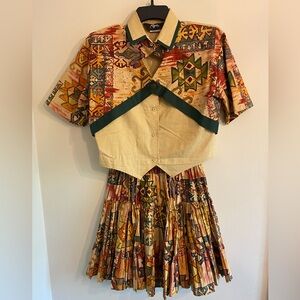 Vintage Roper Two Piece Skirt and Button-Up Shirt Size Small